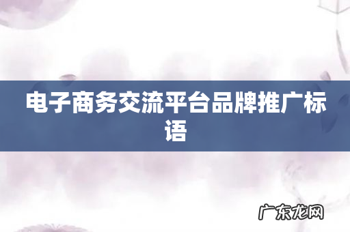 电子商务交流平台品牌推广标语