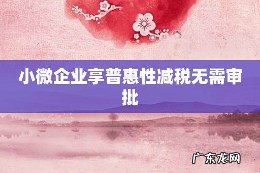 小微企业享普惠性减税无需审批