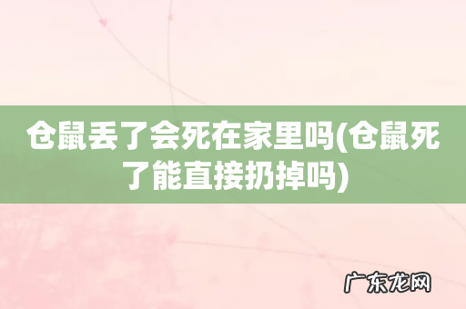 仓鼠死了能直接扔掉吗 仓鼠丢了会死在家里吗