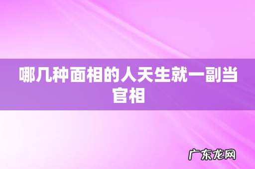 哪几种面相的人天生就一副当官相