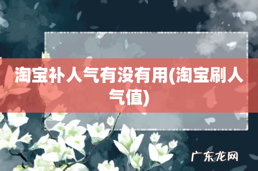 淘宝刷人气值 淘宝补人气有没有用