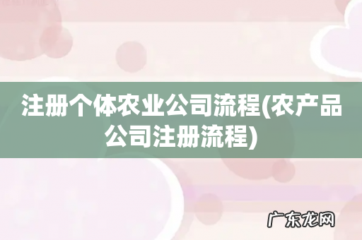 农产品公司注册流程 注册个体农业公司流程