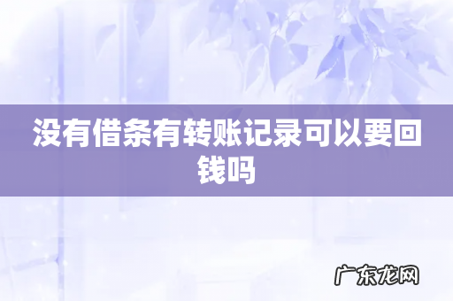 没有借条有转账记录可以要回钱吗