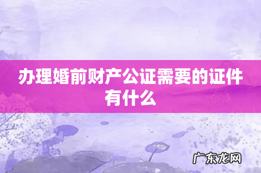 办理婚前财产公证需要的证件有什么