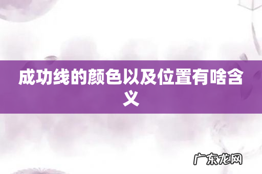 成功线的颜色以及位置有啥含义