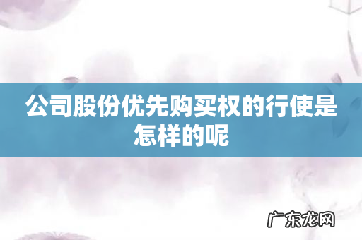 公司股份优先购买权的行使是怎样的呢