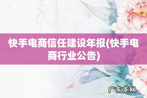 快手电商行业公告 快手电商信任建设年报