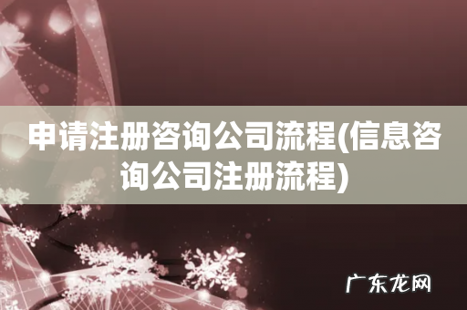 信息咨询公司注册流程 申请注册咨询公司流程