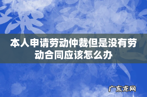 本人申请劳动仲裁但是没有劳动合同应该怎么办