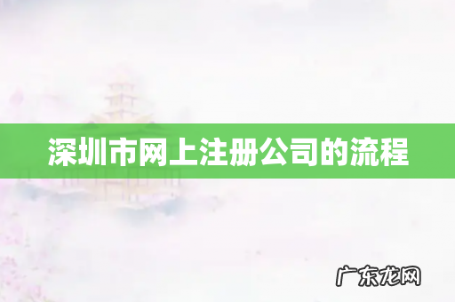 深圳市网上注册公司的流程