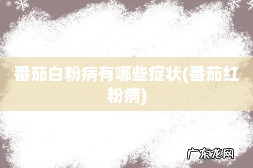 番茄红粉病 番茄白粉病有哪些症状