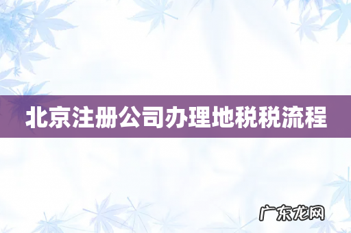 北京注册公司办理地税税流程