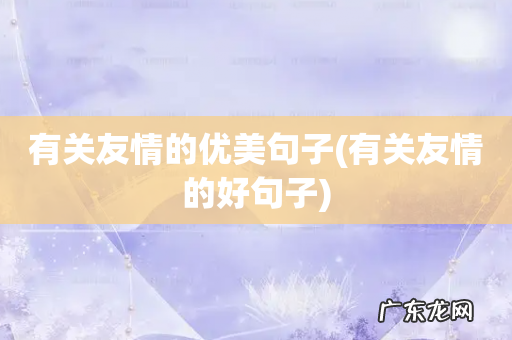 有关友情的好句子 有关友情的优美句子