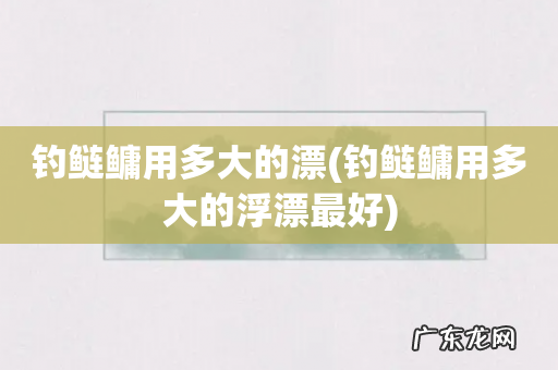 钓鲢鳙用多大的浮漂最好 钓鲢鳙用多大的漂