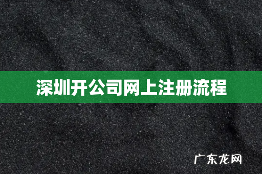 深圳开公司网上注册流程
