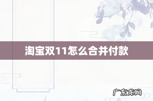 淘宝双11怎么合并付款