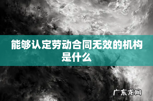 能够认定劳动合同无效的机构是什么