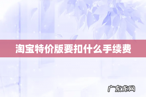淘宝特价版要扣什么手续费