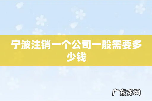 宁波注销一个公司一般需要多少钱