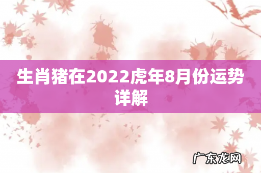 生肖猪在2022虎年8月份运势详解