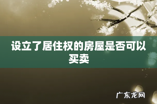 设立了居住权的房屋是否可以买卖