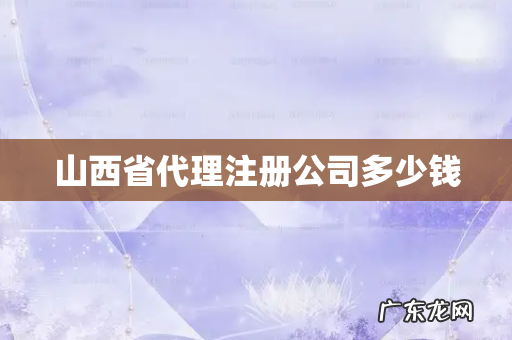 山西省代理注册公司多少钱