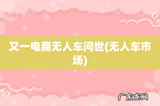 无人车市场 又一电商无人车问世