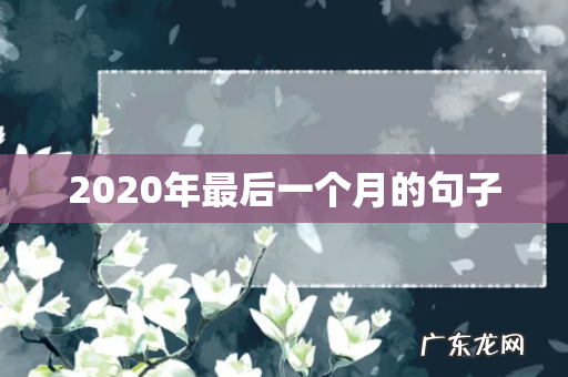 2020年最后一个月的句子