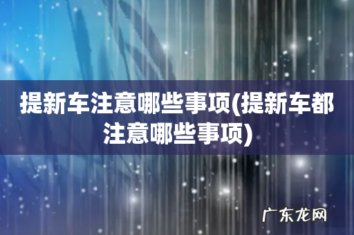 提新车都注意哪些事项 提新车注意哪些事项