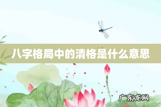 八字格局中的清格是什么意思