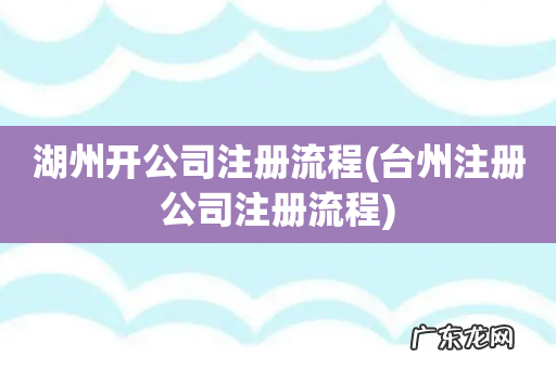 台州注册公司注册流程 湖州开公司注册流程