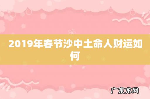2019年春节沙中土命人财运如何