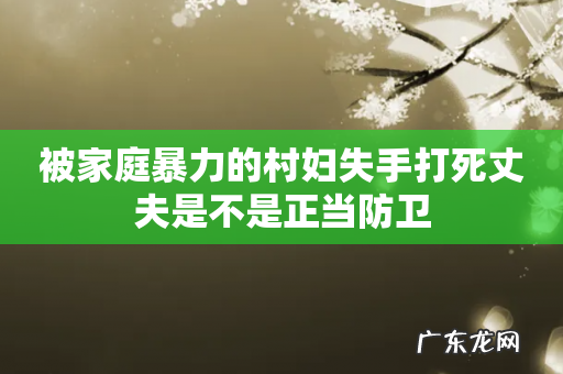 被家庭暴力的村妇失手打死丈夫是不是正当防卫