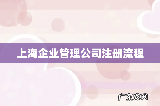 上海企业管理公司注册流程