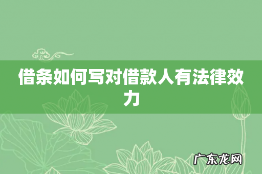 借条如何写对借款人有法律效力