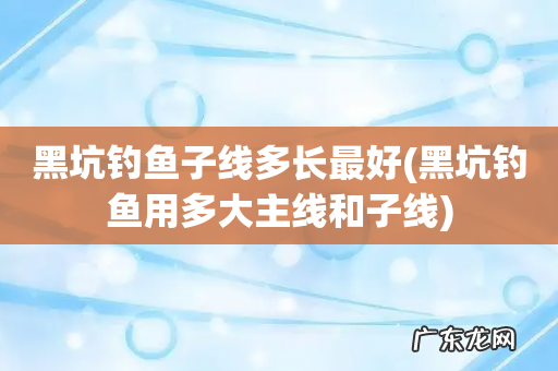 黑坑钓鱼用多大主线和子线 黑坑钓鱼子线多长最好
