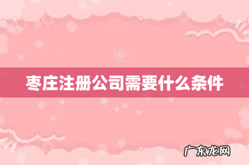 枣庄注册公司需要什么条件