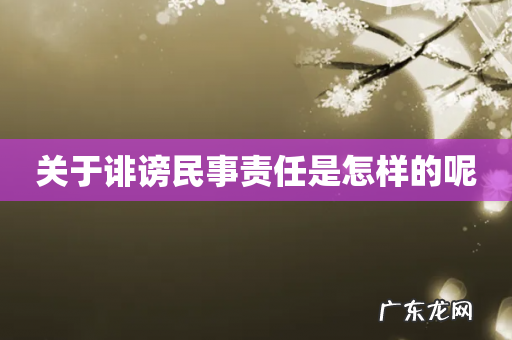 关于诽谤民事责任是怎样的呢