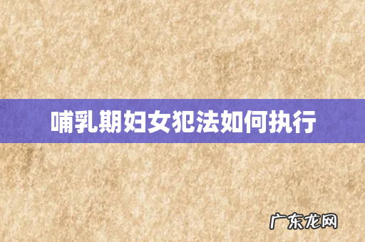 哺乳期妇女犯法如何执行