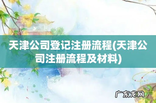 天津公司注册流程及材料 天津公司登记注册流程