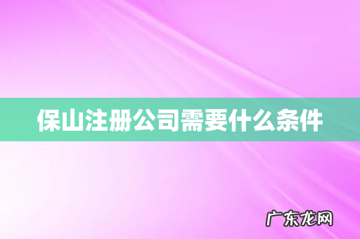 保山注册公司需要什么条件