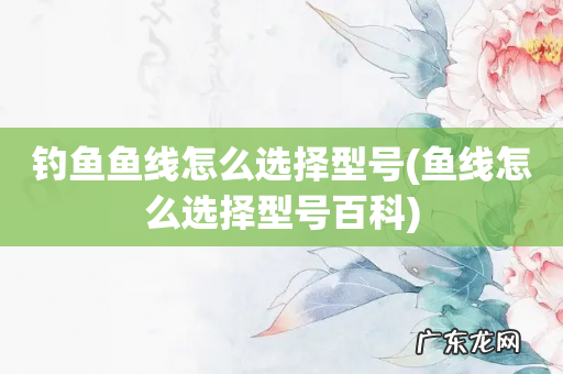 鱼线怎么选择型号百科 钓鱼鱼线怎么选择型号