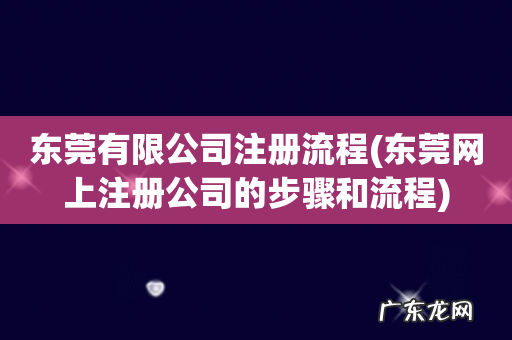 东莞网上注册公司的步骤和流程 东莞有限公司注册流程