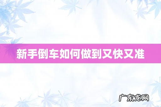 新手倒车如何做到又快又准