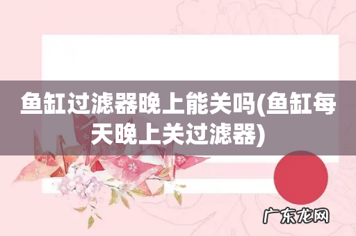 鱼缸每天晚上关过滤器 鱼缸过滤器晚上能关吗