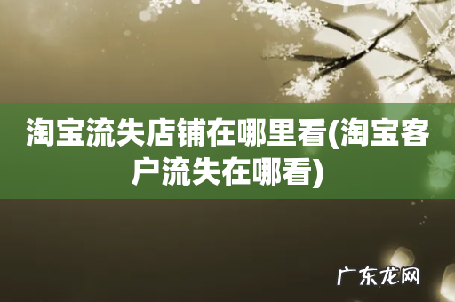 淘宝客户流失在哪看 淘宝流失店铺在哪里看