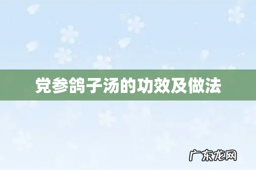 党参鸽子汤的功效及做法