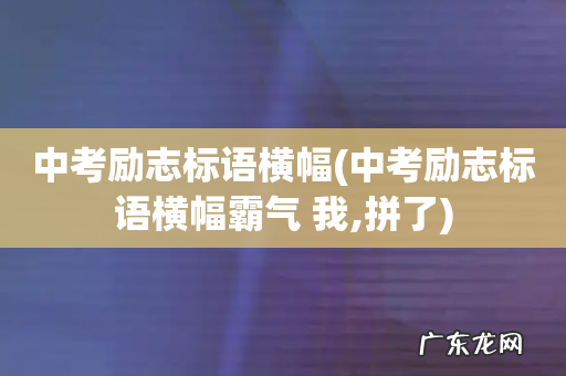 中考励志标语横幅霸气 我,拼了 中考励志标语横幅