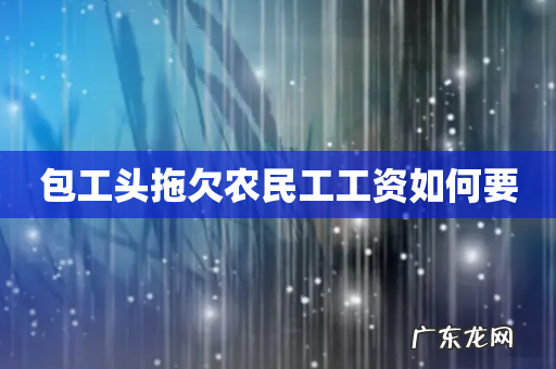 包工头拖欠农民工工资如何要