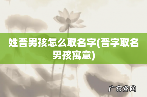 晋字取名男孩寓意 姓晋男孩怎么取名字